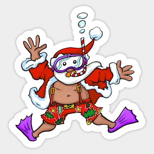 Santa snorkeling Sticker